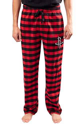 Ultra Game NBA Houston Rockets Mens Sleepwear Super Soft Flannel Pajama Loungewear Pants, Team Color, Small