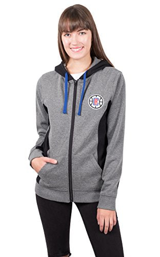 NBA Los Angeles Clippers Women's Full Zip Hoodie Sweatshirt Jacket Dime, Small, Black
