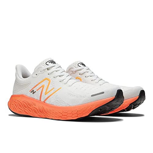 New Balance Men's Fresh Foam X 1080 V12 Running Shoe, White/Neon Dragonfly/Hot Marigold, 10