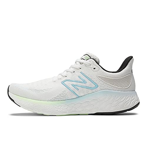 New Balance Women's Fresh Foam X 1080 V12 Running Shoe, White/Bleach Blue/Green Aura, 10