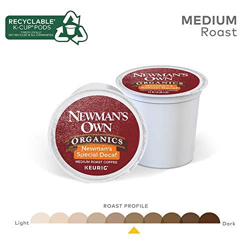 Newman's Own Organics Special Blend Decaf, Single-Serve Keurig K-Cup Pods, Medium Roast Coffee, 72 Count