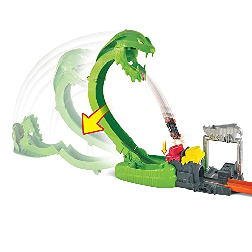 Hot Wheels Toxic Snake Strike Challenge Play Set with Slime for Kids 5 Years Old and Up, Includes One 1:64 Scale Vehicle, Connects to Other Sets, Single Or Multicar Play