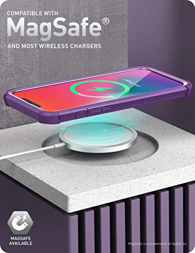 i-Blason Ares Case for iPhone 12, iPhone 12 Pro 6.1 Inch (2020 Release), Dual Layer Rugged Clear Bumper Case with Built-in Screen Protector (Purple)
