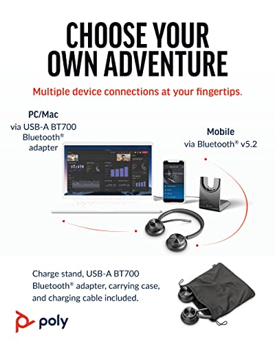 Poly Voyager 4320 UC Wireless Headset and Charge Stand (Plantronics) - Stereo Headphones w/Noise-Canceling Boom Mic - Connect PC/Mac/Mobile via Bluetooth - Microsoft Teams Certified - Amazon Exclusive