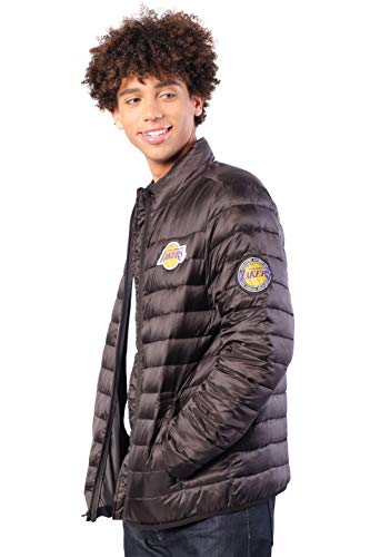 Ultra Game NBA Los Angeles Lakers Mens Lightweight Packable Puffer Down Jacket, Black, X-Large