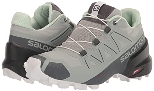 Salomon Speedcross 5 Trail Running Shoes for Women, Wrought Iron/Spray/White, 8