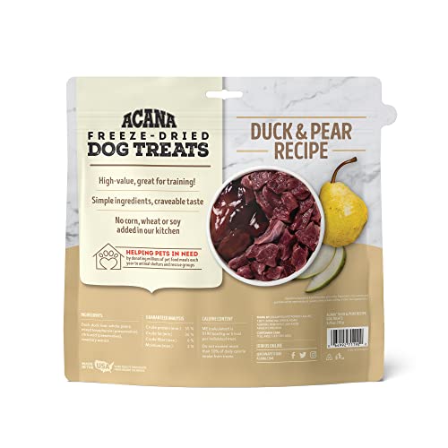 ACANA Singles Limited Ingredient Freeze-Dried Dog Treats, Duck and Pear, Biologically Appropriate and Grain Free