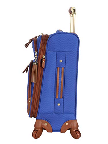 Steve Madden Designer Luggage Collection - Lightweight Softside Expandable Suitcase for Men and Women - Durable 20 Inch Carry On Bag with 4-Rolling Spinner Wheels (Global Blue)