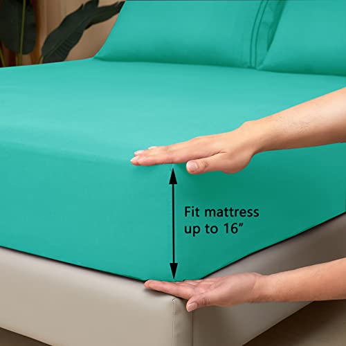 Mejoroom Twin Sheet Set - Kids Sheet and Pillowcase Sets - Hotel Luxury Twin Sheets for Boys Girls -Deep Pocket Fitted Sheet,Hypoallergenic,Wrinkleand Breathable,Fade Resistant - 3 Piece(Twin,Mint)