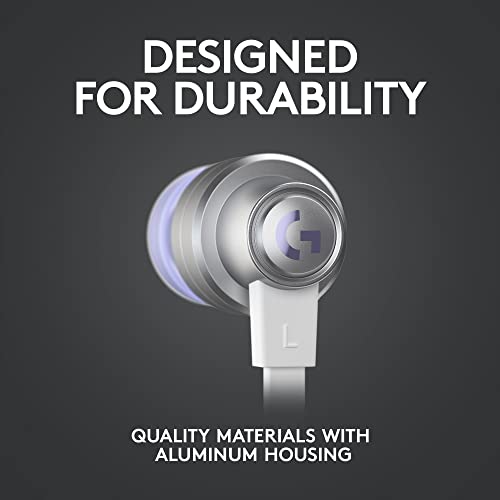 Logitech G333 Gaming Earphones with Dual Audio Drivers, in-line mic and Volume Control, Compatible with PC/PS/Xbox/Nintendo/Mobile with 3.5mm Aux or USB-C Port - White