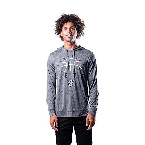 Ultra Game NBA Brooklyn Nets Mens Super Soft Lightweight Pullover Hoodie, Heather Charcoal , XX-Large