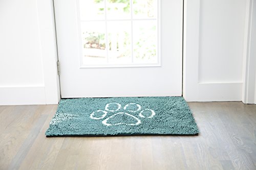 Dog Gone Smart Dirty Dog Microfiber Paw Doormat - Muddy Mats For Dogs - Super Absorbent Dog Mat Keeps Paws and Floors Clean - Machine Washable Pet Door Rugs with Non-Slip Backing | Medium Pacific Blue