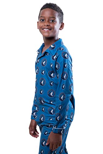 Ultra Game NBA Minnesota Timberwolves Youth 2 Piece Soft Tee Shirt and Lounge Pants Sleepwear Loungewear Pajama Set, Team Color, 7