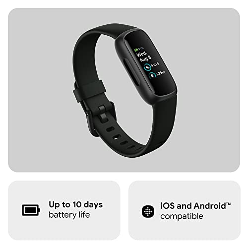 Fitbit Inspire 3 Health and Fitness Tracker with Stress Management, Workout Intensity, Sleep Tracking, 24/7 Heart Rate and more, Midnight Zen/Black One Size (S and L Bands Included)