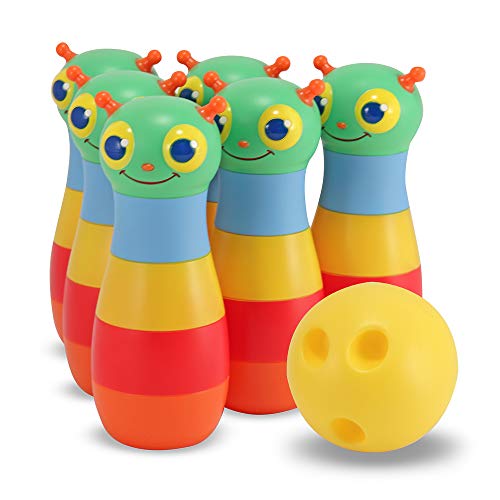 Melissa and Doug Sunny Patch Happy Giddy Bowling Set With 6 Pins, Bowling Ball, and Storage Bag