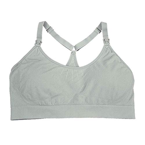 Bamboobies Women's Yoga Nursing Bra, Maternity Clothing for Breastfeeding, Gray, Extra Large
