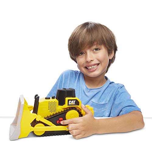 CatToysOfficial Cat Construction Tough Machines Toy Bulldozer with Lights and Sounds, Yellow