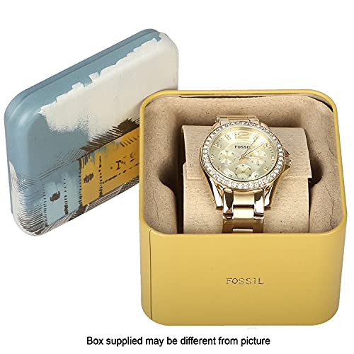 Fossil Women's Riley Quartz Stainless Steel Multifunction Watch, Color: Gold Glitz (Model: ES3203)
