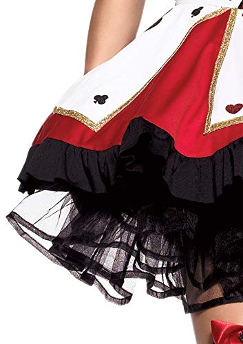 Leg Avenue 2 Piece Pretty Playing Card Dress and Neckpiece Set-Sexy Queen of Hearts Halloween Costume for Women, Red/Black, Small/Medium