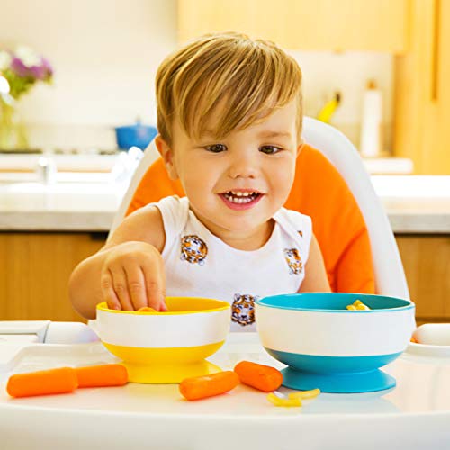 Munchkin® Stay Put™ Suction Bowls for Babies and Toddlers, 3 Pack, Blue/Green/Yellow