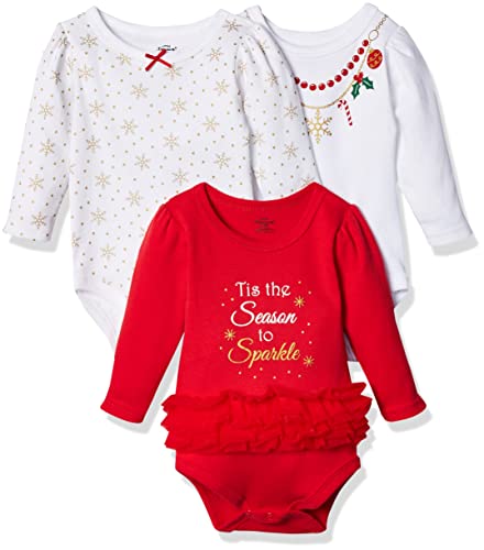 Little Treasure Unisex Baby Cotton Bodysuits, Christmas Necklace, 18-24 Months