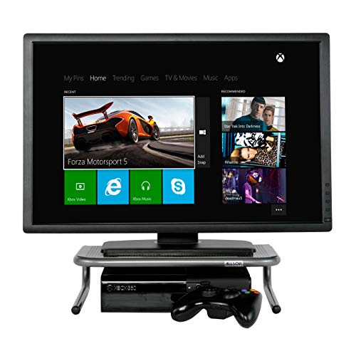 Allsop Metal Art Jr. Monitor Stand, 14-Inch wide platform holds 40 lbs with keyboard storage space - Pewter (27021)