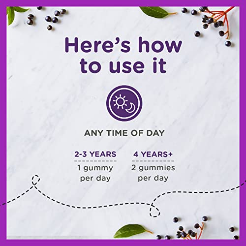 Zarbee's Elderberry Gummies for Kids with Vitamin C; Zinc and Elderberry; Daily Childrens Immune Support Vitamins Gummy for Children Ages 2 and Up; Natural Berry Flavor; 42 Count