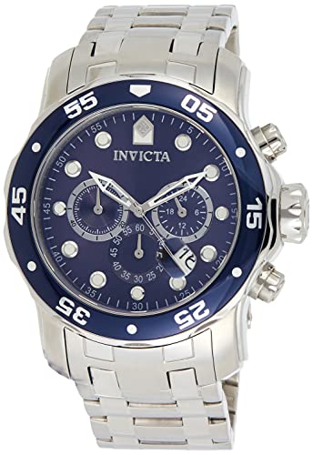 Invicta Men's 0070 'Pro Diver Collection' Stainless Steel and Blue Dial Watch