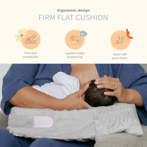 My Brest Friend Deluxe Nursing Pillow for Breastfeeding and Bottle Feeding, Enhanced Posture Support, Double Straps and Removable Extra Soft Slipcover, Flower Key Grey