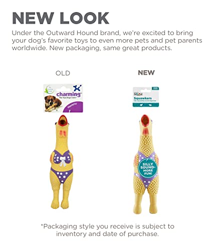 Charming Pet Squawkers Henrietta Latex Rubber Chicken Interactive Dog Toy, Large