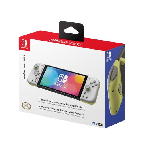 HORI Nintendo Switch Split Pad Compact (Light Gray and Yellow) - Ergonomic Controller for Handheld Mode - Officially Licensed by Nintendo