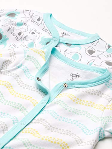 Luvable Friends unisex baby Cotton and Play Sleepers, Elephants, 3-6 Months US