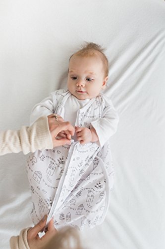 Amazing Baby Cotton Sleeping Sack, Wearable Blanket with 2-way Zipper, Black Little Village, Medium (6-12 mo)