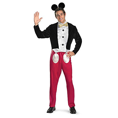 Disney Disguise Mickey Mouse Deluxe Mens Adult Costume, Red/Black/White, X-Large/42-46