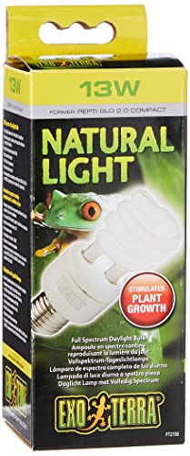 Exo Terra Repti-Glo 2.0 Compact Fluorescent Full Spectrum Terrarium Lamp, 13-Watt (Natural Light)