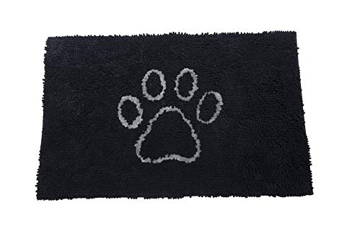 Dog Gone Smart Dirty Dog Microfiber Paw Doormat - Muddy Mats For Dogs - Super Absorbent Dog Mat Keeps Paws and Floors Clean - Machine Washable Pet Door Rugs with Non-Slip Backing | Medium Black