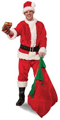 Rubies Men's Deluxe Regency Plush Santa Suit, Red/White, Extra-Large