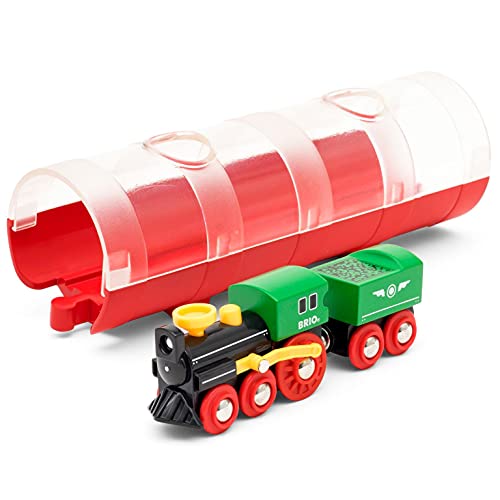 BRIO World 33892 - Steam Train and Tunnel - 3 Piece Wooden Toy Train Set for Kids Age 3 and Up
