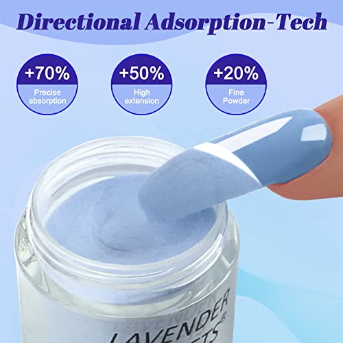 Lavender Violets 20 Pcs Dip Powder Nail Kit Starter - 16 Colors Dipping Powder Liquid Set with Base Top Coat, Activator and Brush Saver for Home Salon Nail Art Design M961