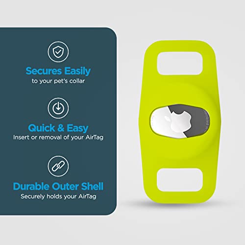 Case-Mate Airtag Dog Collar Holder - Water Resistant Airtag Holder Dog Tag - Lightweight, Protective Airtag Case for Dog Collar - Pet Collar Airtag Loop - Compatible w/Cat/Dog Collars - Lime Green