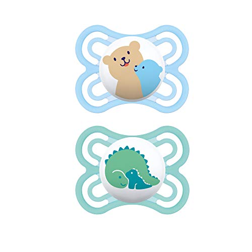 MAM Perfect Baby Pacifier, Patented Nipple, Developed with Pediatric Dentists and Orthodontists, Boy, 0-6 (Pack of 2)