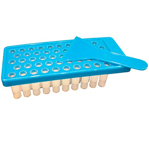 Lip Balm Container Tray Kit with Fill Tray and Spatula, BPA Free, Made in the USA, Includes 50 Clear Lip Balm Containers with Caps (0.15 oz each) by Mary Tylor Naturals