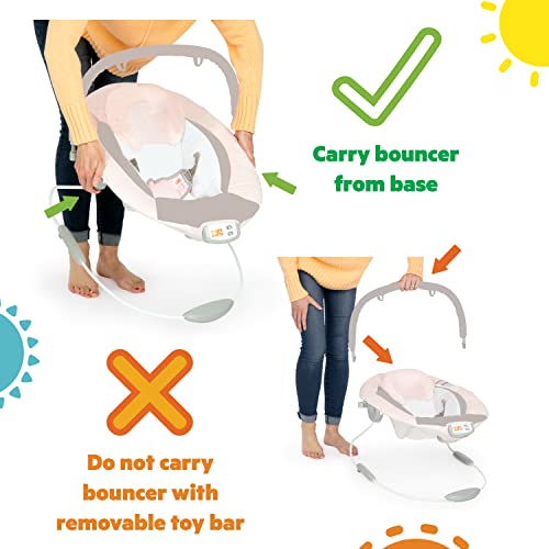 Bright Starts Portable Baby Bouncer Soothing Vibrations Infant Seat with Removable Toy Bar, 0-6 Months 6-20 lbs (Playful Pinwheels)