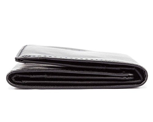 Big Skinny Men's Tri-Fold Leather Slim Wallet, Holds Up to 25 Cards, Black