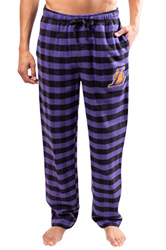 Ultra Game NBA Los Angeles Lakers Mens Sleepwear Super Soft Flannel Pajama Loungewear Pants, Team Color, Large