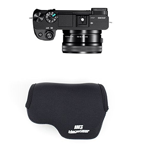 MegaGear MG064 Ultra Light Neoprene Camera Case Compatible with Sony Alpha A6400, A6500, A6300, A6000 (16-50 mm)-Black (MG063)