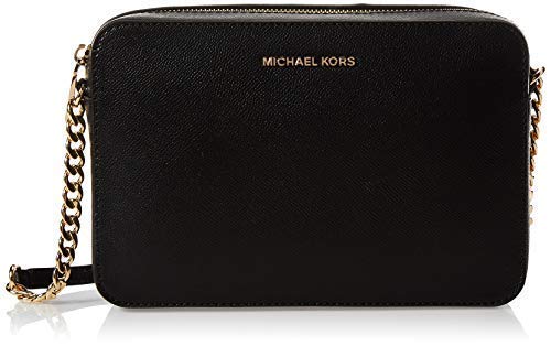 Michael Kors Women's Jet Set Crossbody Leather Bag, Black, Large