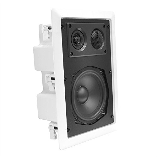 Pyle Ceiling Wall Mount Enclosed Speaker - 400 Watt Stereo In-wall / In-ceiling 8' Enclosed Full Range Deep Bass Speaker System - 50Hz-20kHz Frequency Response, 4-8 Ohm, Flush Mount - PDIW87 White