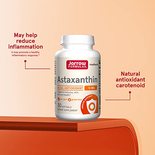 Jarrow Formulas Astaxanthin Supplement 12 mg - 30 Softgels - Natural Antioxidant Carotenoid - Immune, Skin, Joint, Eye Health Support - 30 Servings (Packaging May Vary)
