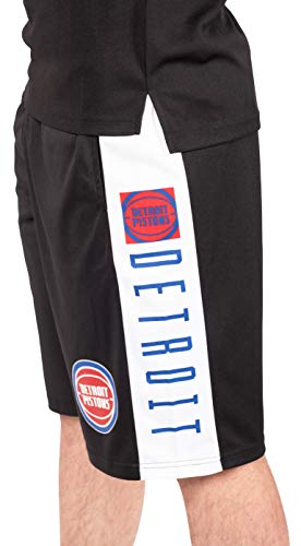 Ultra Game NBA Detroit Pistons Mens Mesh Basketball Shorts, Black, Large